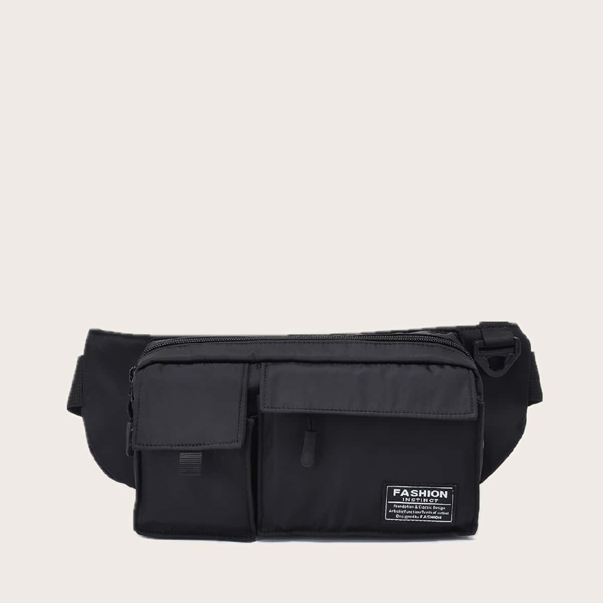 

Guys Letter Patch Fanny Pack, Black
