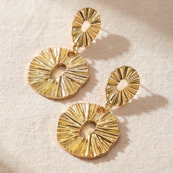 

Textured Metal Drop Earrings, Gold