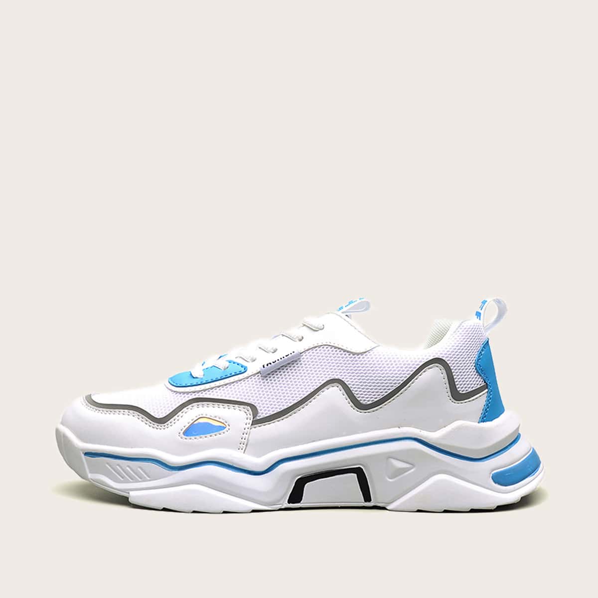

Guys Mesh Panel Lace-up Front Chunky Sneakers, White
