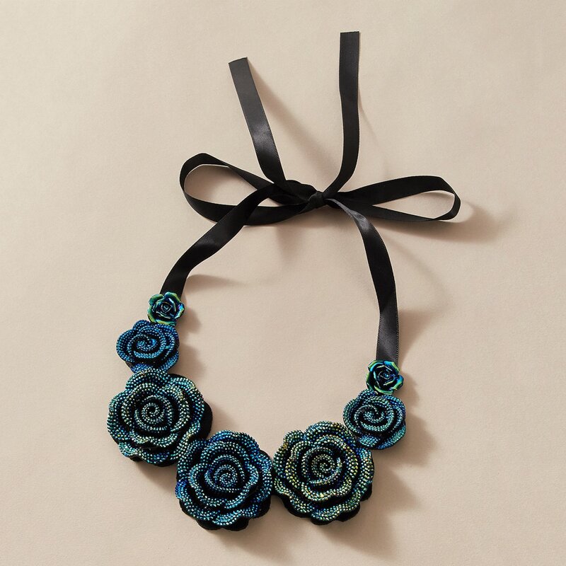 

Flower Decor Choker, Blue