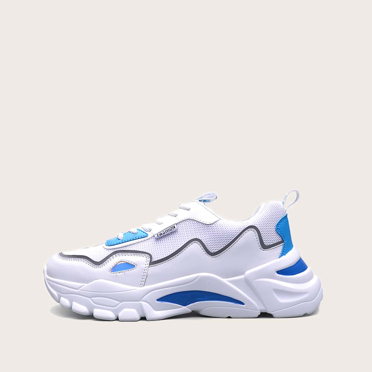 

Guys Mesh Panel Lace-up Front Chunky Sneakers, White