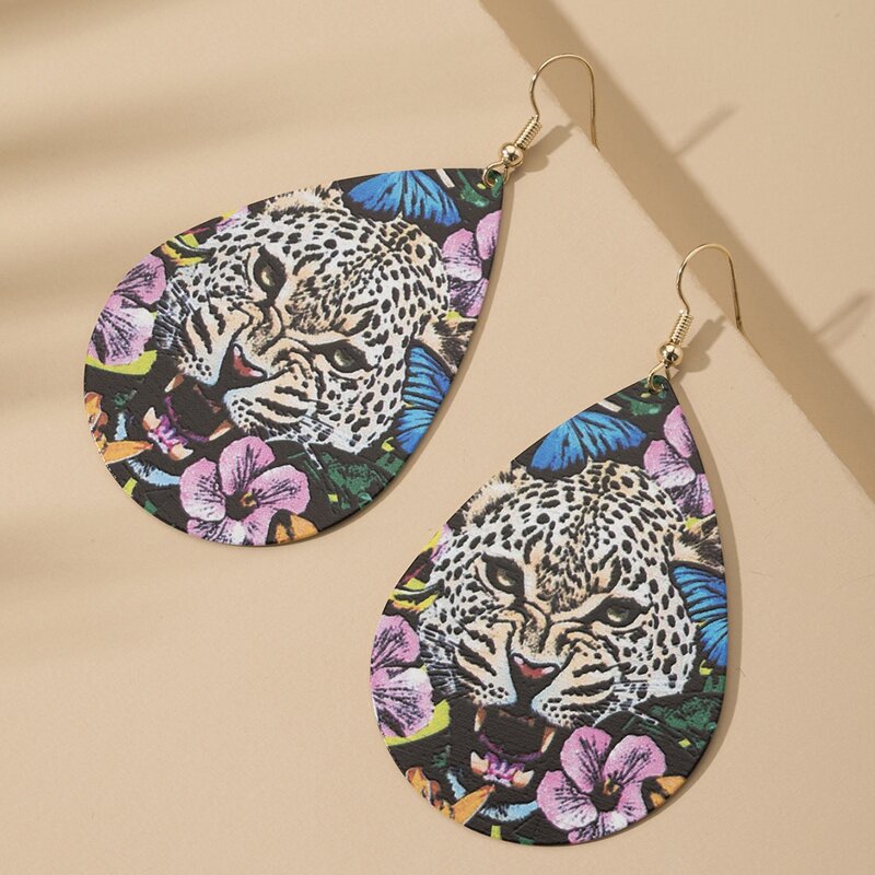 

Tiger Pattern Drop Earrings, Multicolor