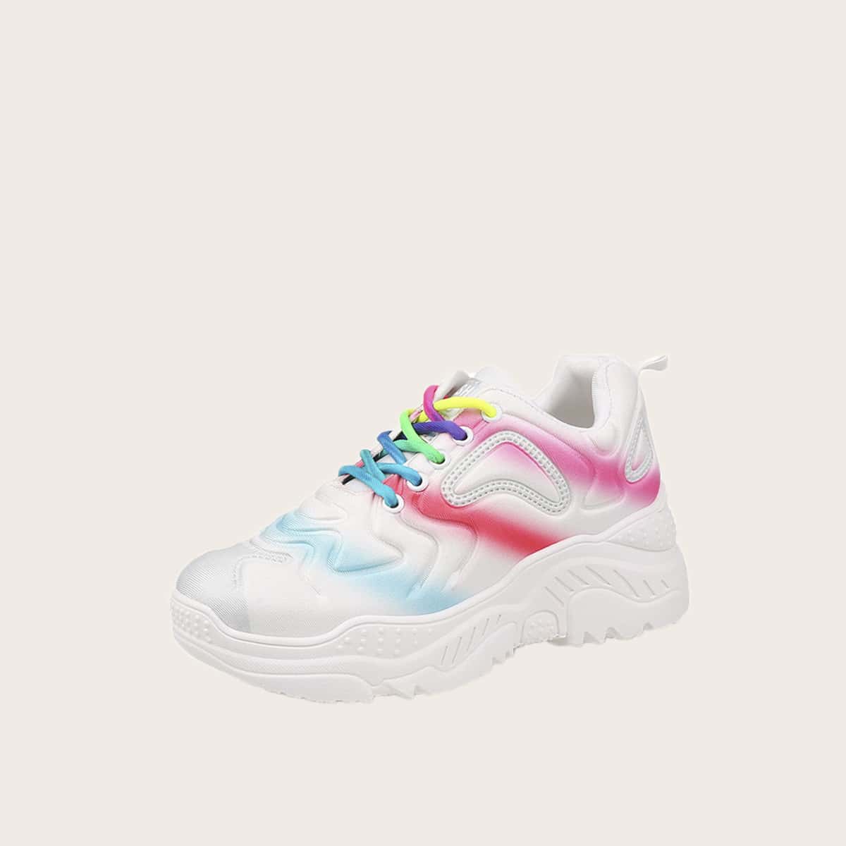 

Lace-up Front Colorblock Sneakers, White