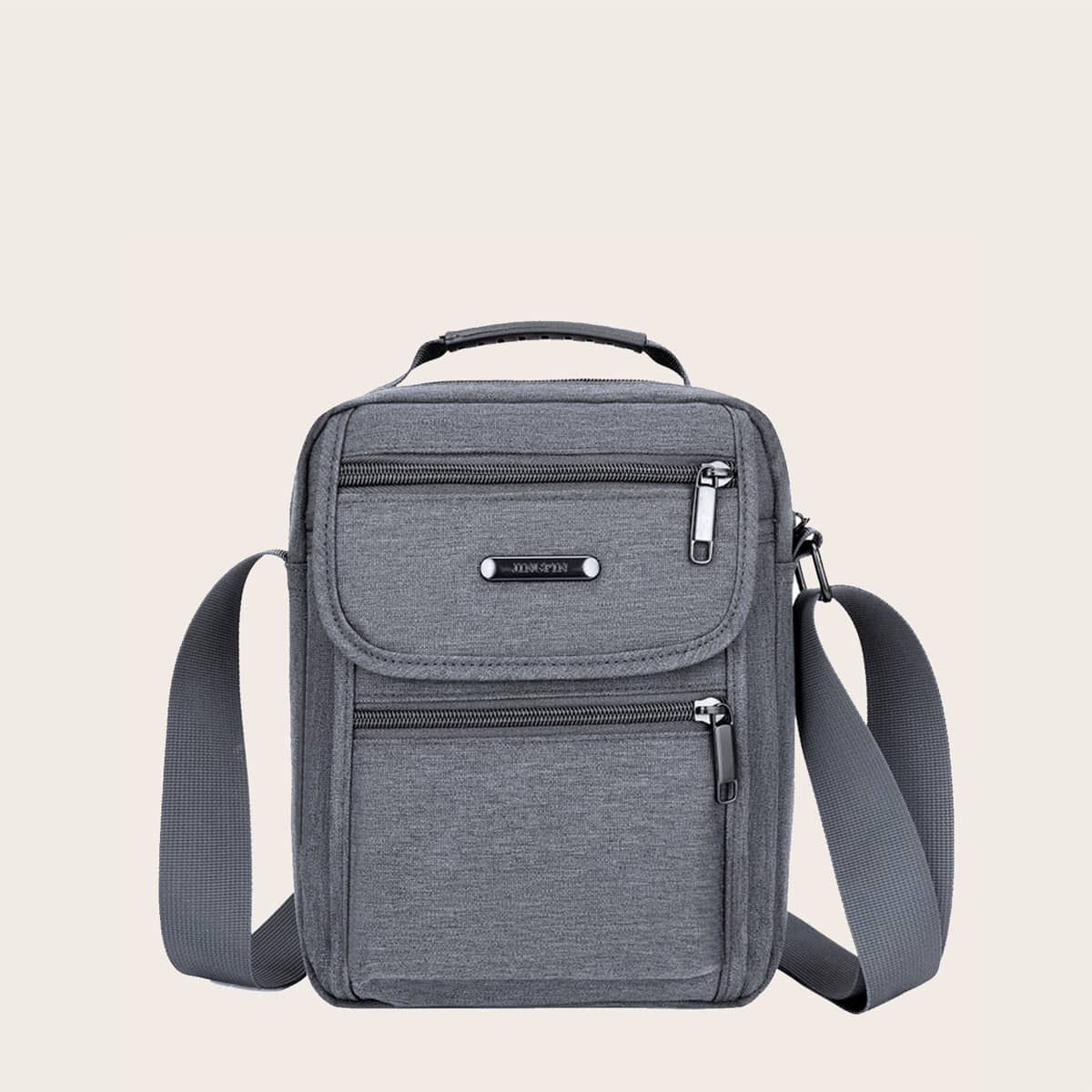 

Guys Flap Satchel Bag, Grey