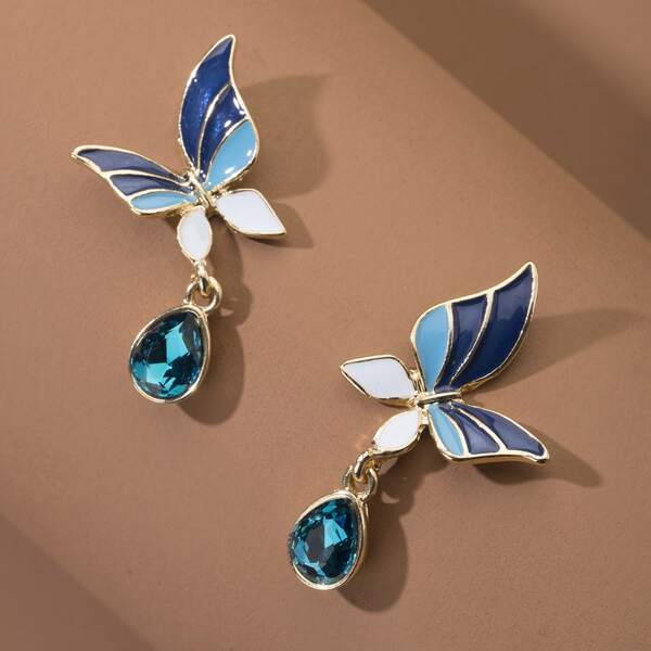 

Butterfly Design Drop Earrings, Multicolor