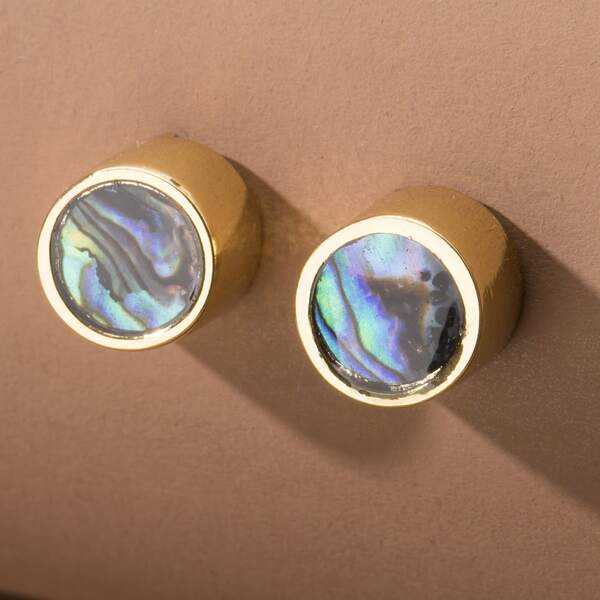 

Abalone Pattern Stud Earrings, Multicolor