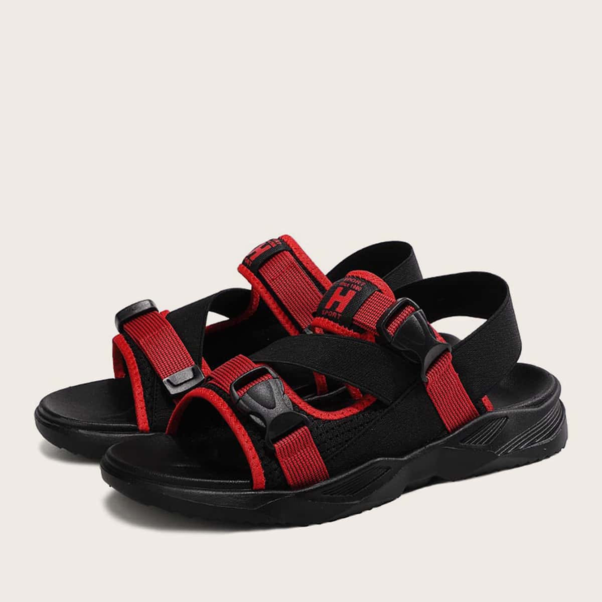 

Guys Release Buckle Wide Fit Sandals, Red