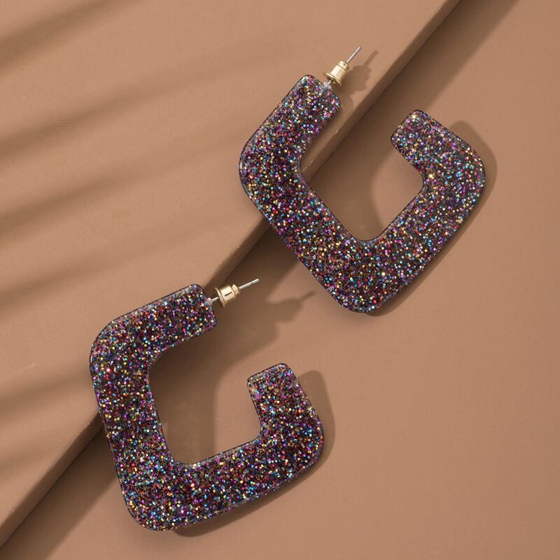 

Cuff Hoop Earrings, Purple
