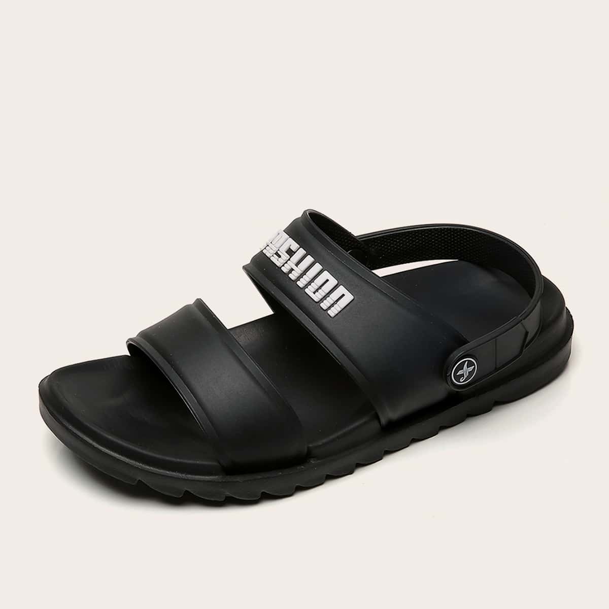 

Guys Letter Graphic Wide Fit Sandals, Black