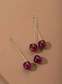 1 Pair Cherry Fruit Long Earrings, Suitable For Daily Wear - Red - View 8