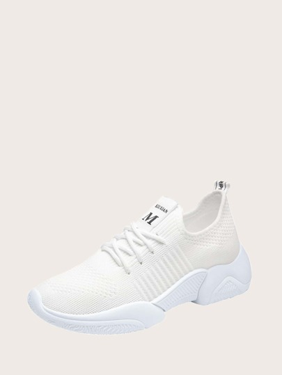 Lace-up Front Knit Sneakers