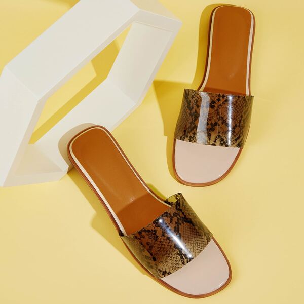 

Clear Snakeskin Flap Sliders, Multicolor