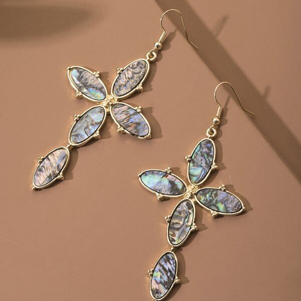

Abalone Pattern Drop Earrings, Multicolor