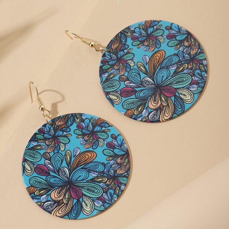 

Floral Pattern Drop Earrings, Blue
