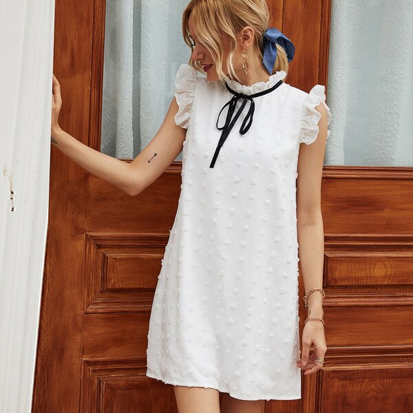 

Шифоновое платье с узлом, Белый