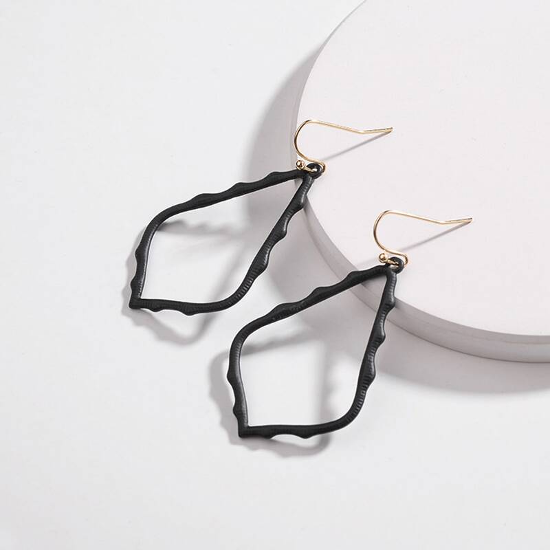 

Geometric Drop Earrings, Black