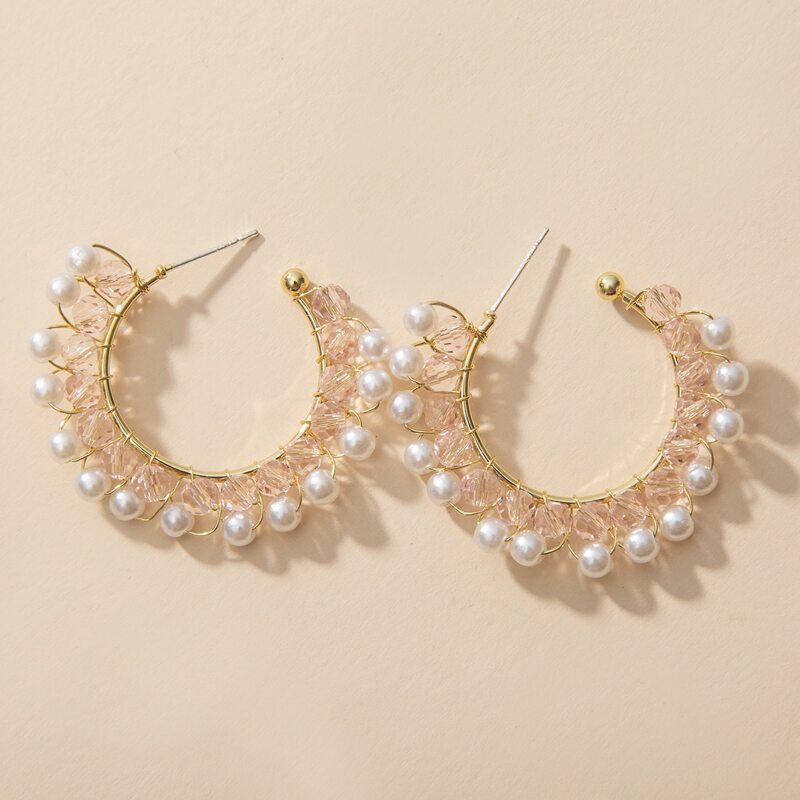 

Beaded Cuff Hoop Earrings, Multicolor