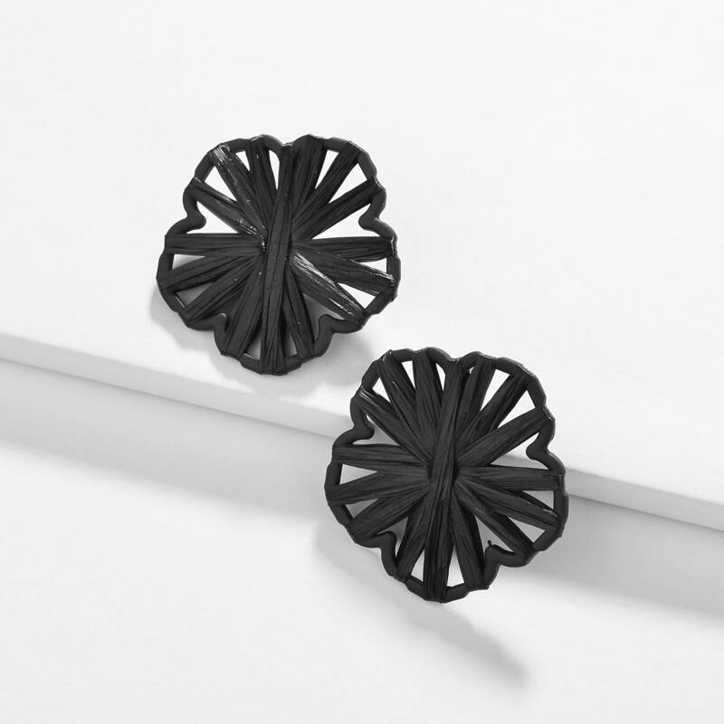 

Floral Design Stud Earrings, Black