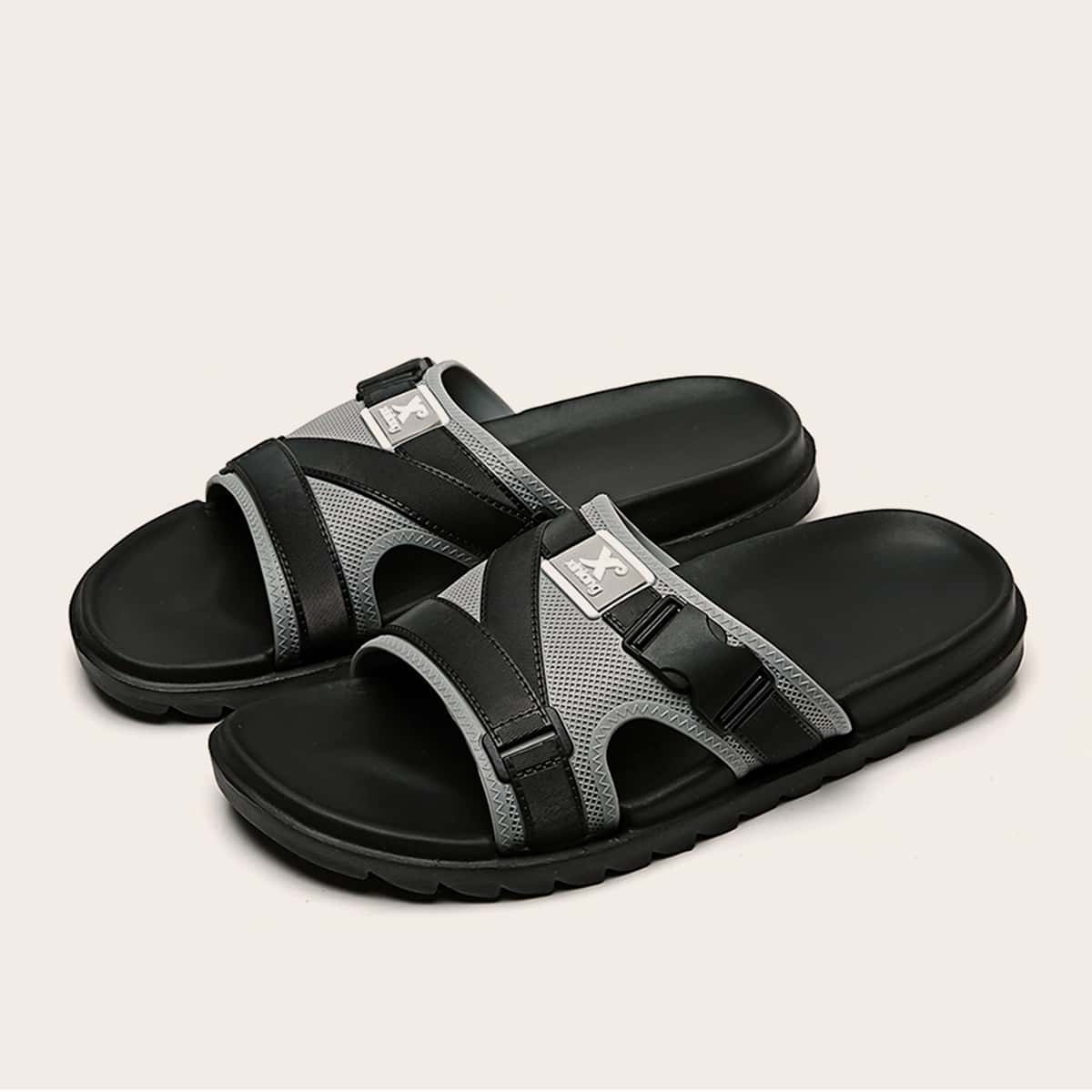 

Guys Open Toe Wide Fit Sliders, Black