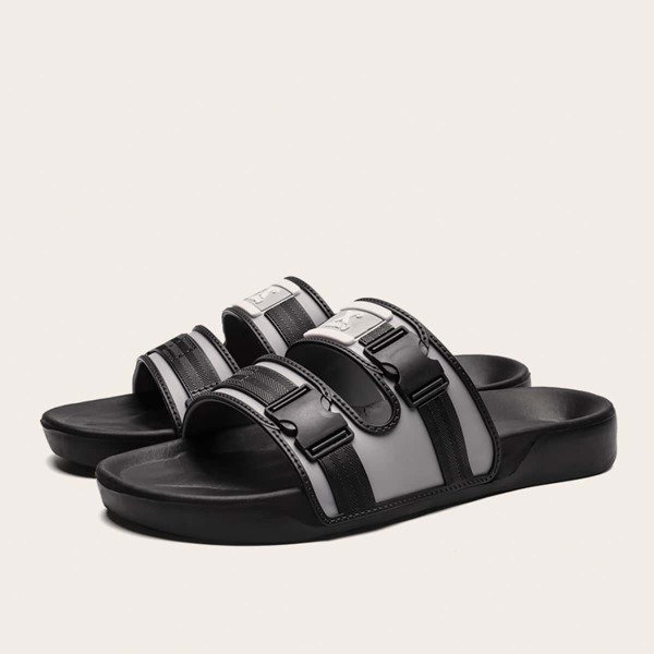 

Men Release Buckle Wide Fit Sliders, Grey