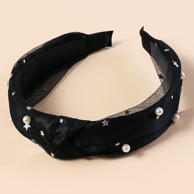 

Faux Pearl Decor Hair Hoop, Black