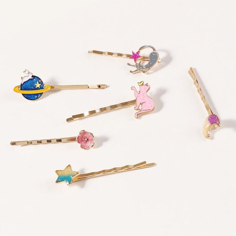 

Flower & Star Decor Hair Clip, Multicolor