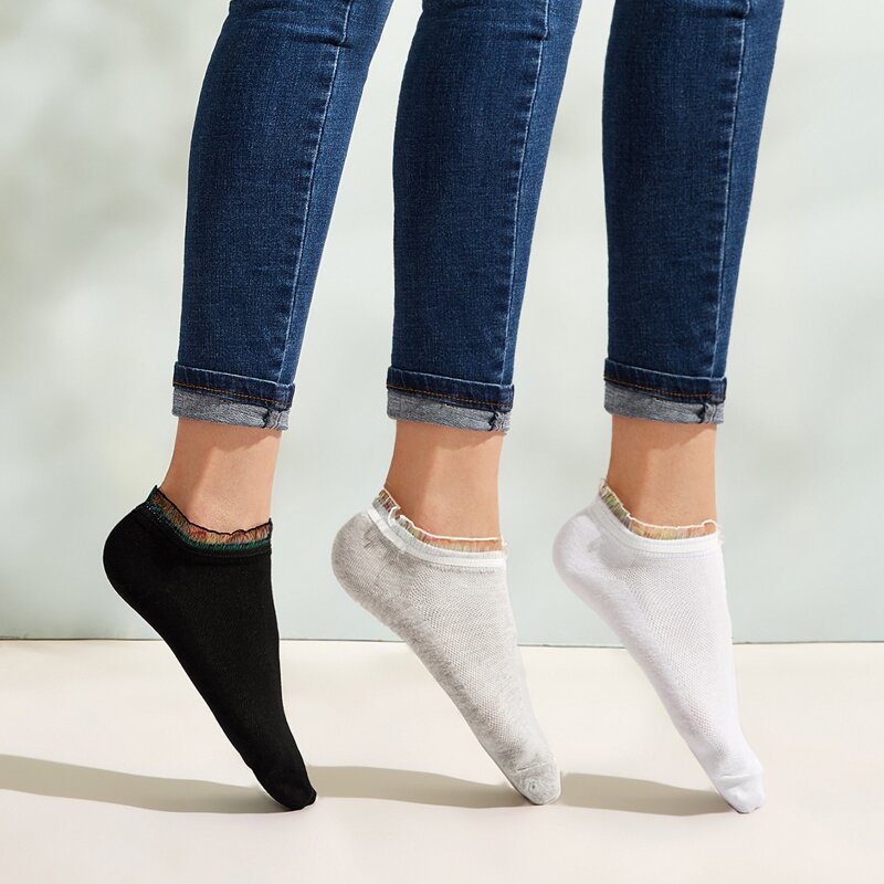 

Lace Trim Socks, Multicolor