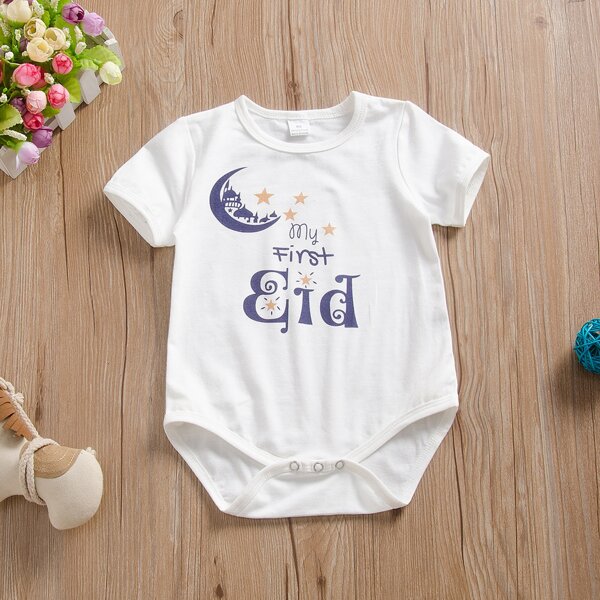 

Baby Boy Slogan Graphic Popper Bodysuit, White