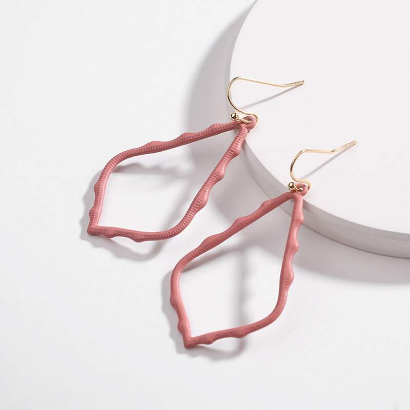 

Geometric Charm Drop Earrings, Pink