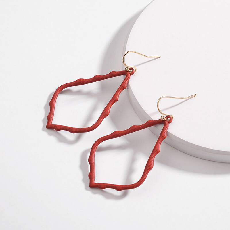 

Geometric Charm Drop Earrings, Red