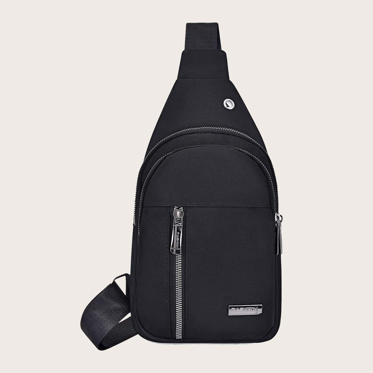

Guys Zipper Front Sling Bag, Black