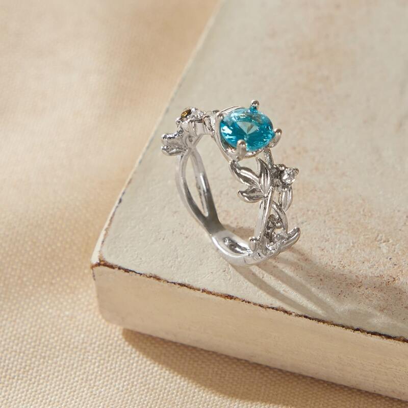 

1pc Rhinestone Decor Ring, Silver