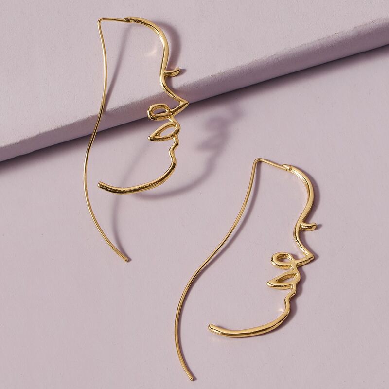 

1pair Figure Design Hoop Earrings, Gold