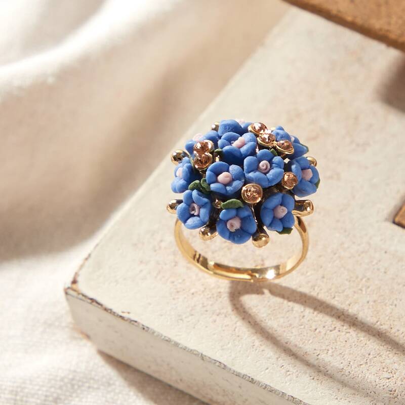 

1pc Flower Decor Ring, Blue