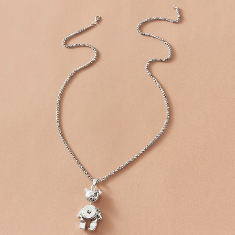 

1pc Bear Charm Necklace, Silver
