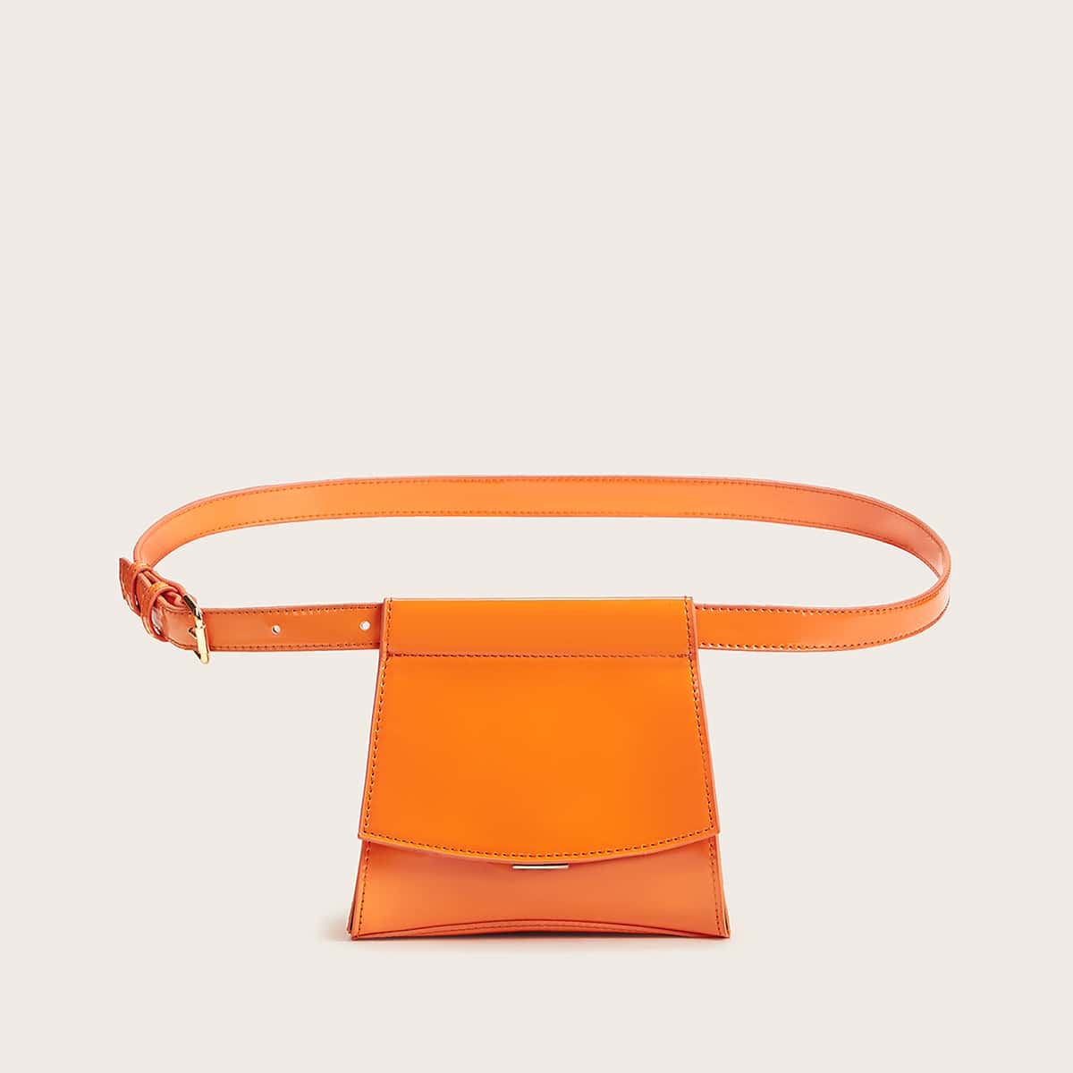 

Buckle Decor Flap Fanny Pack, Orange