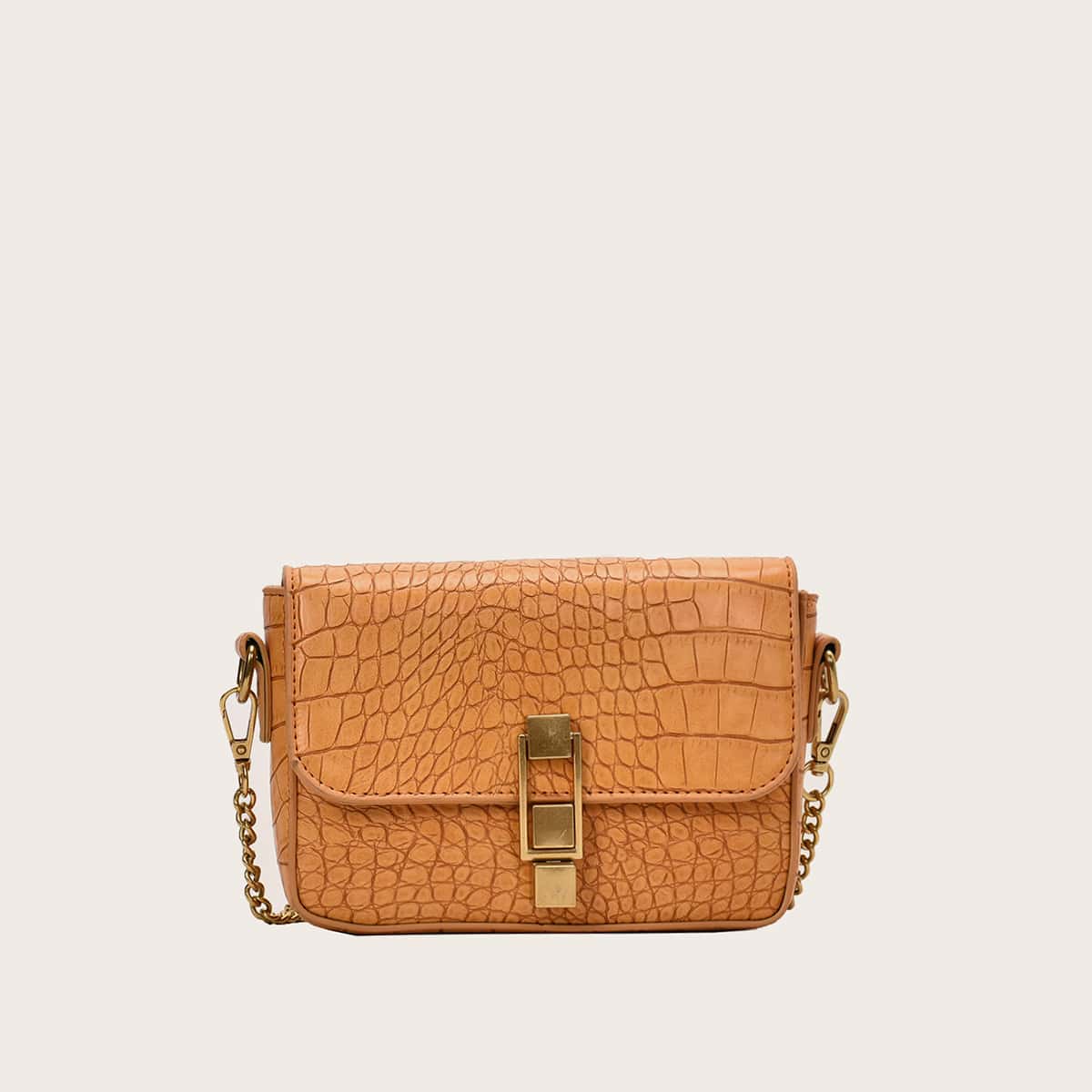 

Croc Embossed Flap Crossbody Bag, Brown
