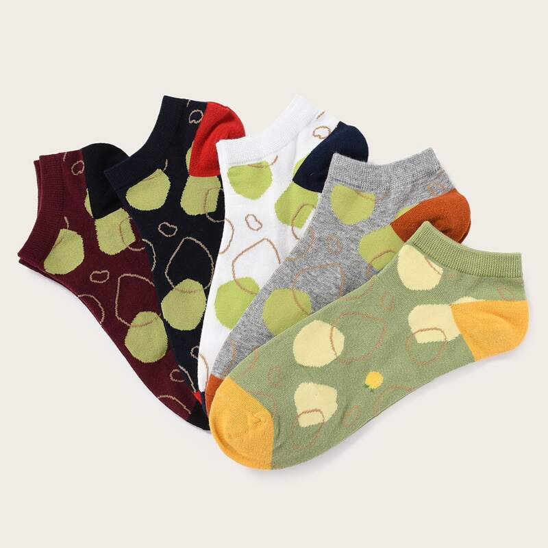 

5pairs Guys Graphic Socks, Multicolor