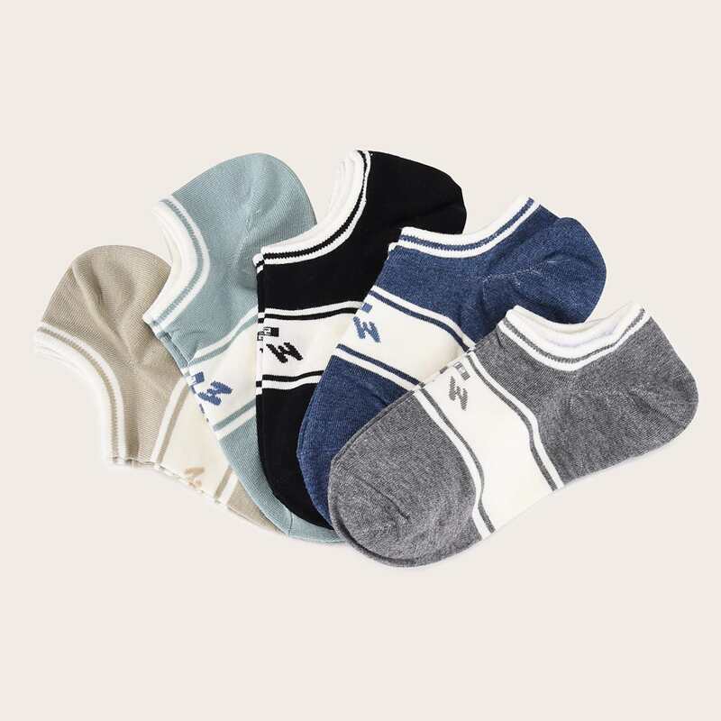 

5pairs Guys Letter Graphic Socks, Multicolor