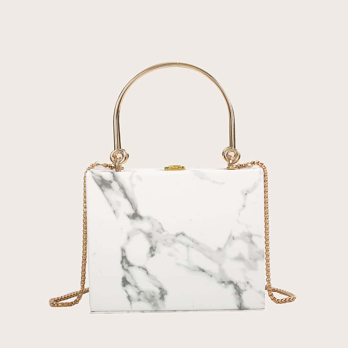 

Marble Graphic Box Bag, White