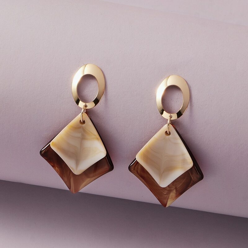 

Color Block Drop Earrings, Multicolor