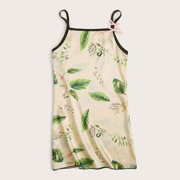

Toddler Girls Plant Print Satin Slip Dress, Multicolor