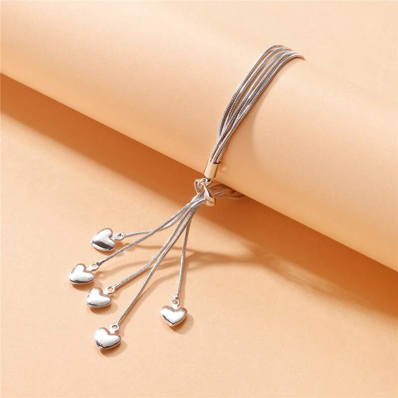 

Heart Decor Bracelet, Silver