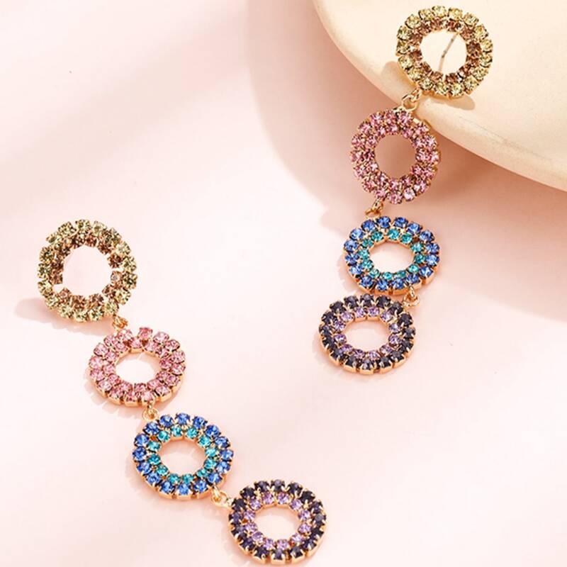 

Round Charm Drop Earrings, Multicolor