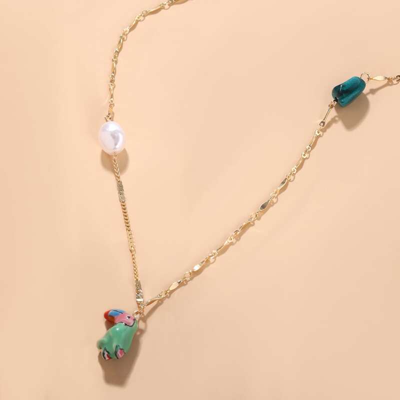 

Parrot Charm Necklace, Multicolor