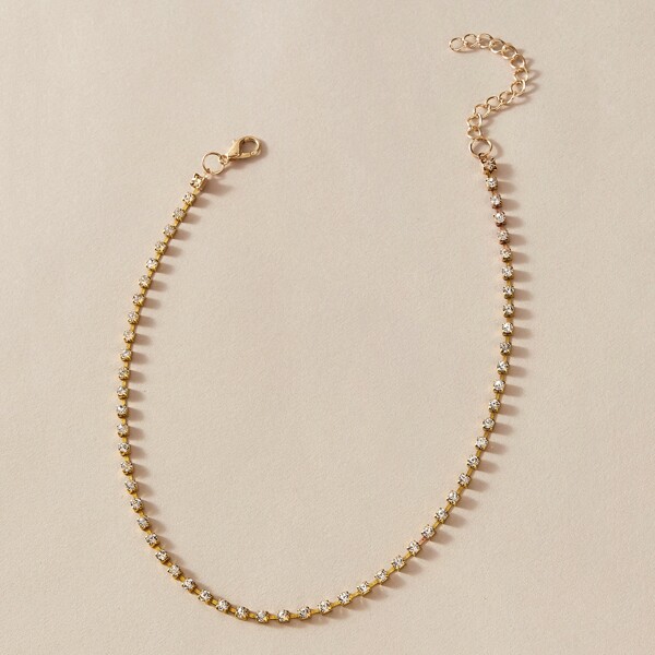 

Rhinestone Engraved Choker, Gold