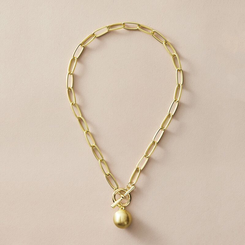 

1pc Ball Charm Chain Necklace, Gold