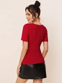 SHEIN Privé Solid Sweetheart Neck Top