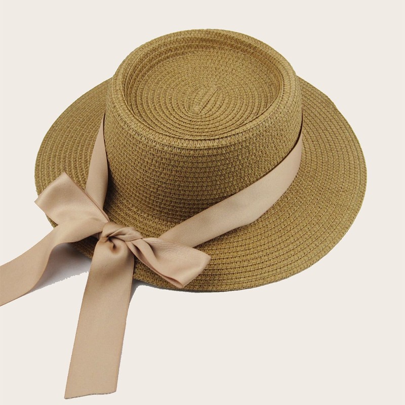 

Bow Decor Straw Hat, Khaki