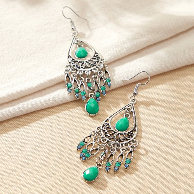 

Rhinestone Tribal Drop Earrings, Multicolor